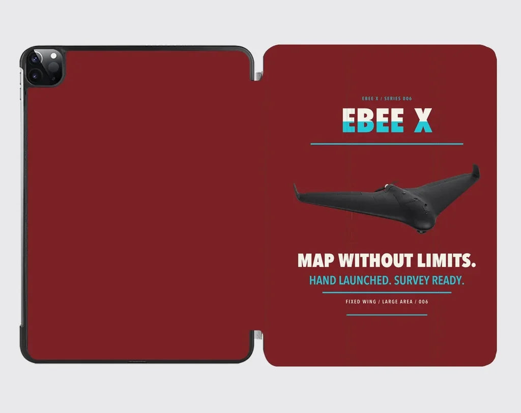 AgEagle eBee X design on dark red ipad tablet case