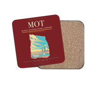 Thumbnail for Minot International Airport (MOT) design on dark red 1 piece coaster