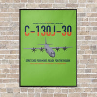 Thumbnail for C-130J-30 Super Hercules vertical canvas print - framed - light green background