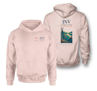 Thumbnail for Inverness Airport (INV) design on pink double-side hoodie