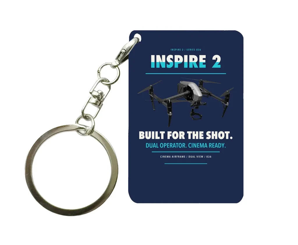 DJI Inspire 2 Key Chain design on navy blue key chain