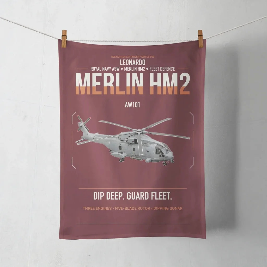 Leonardo AW101 Merlin HM2 design on dark red towel