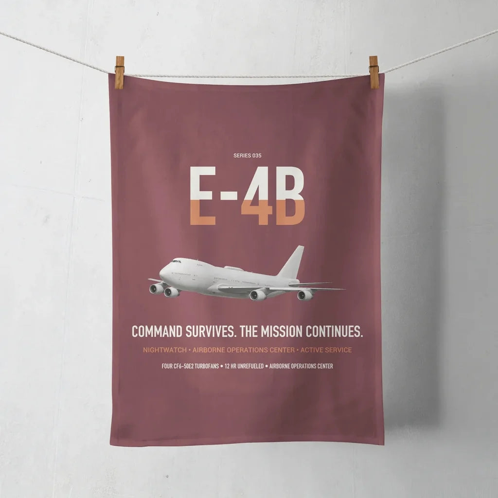 E-4B Nightwatch design on dark red towel