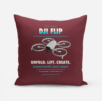 Thumbnail for DJI Flip design on dark red pillow