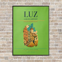 Thumbnail for Lublin Airport LUZ vertical canvas print - framed - light green background