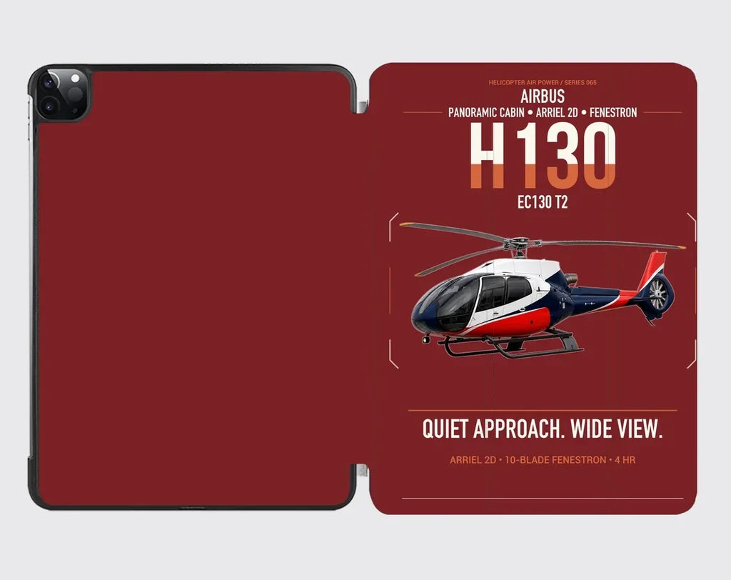 Airbus H130 design on dark red ipad tablet case