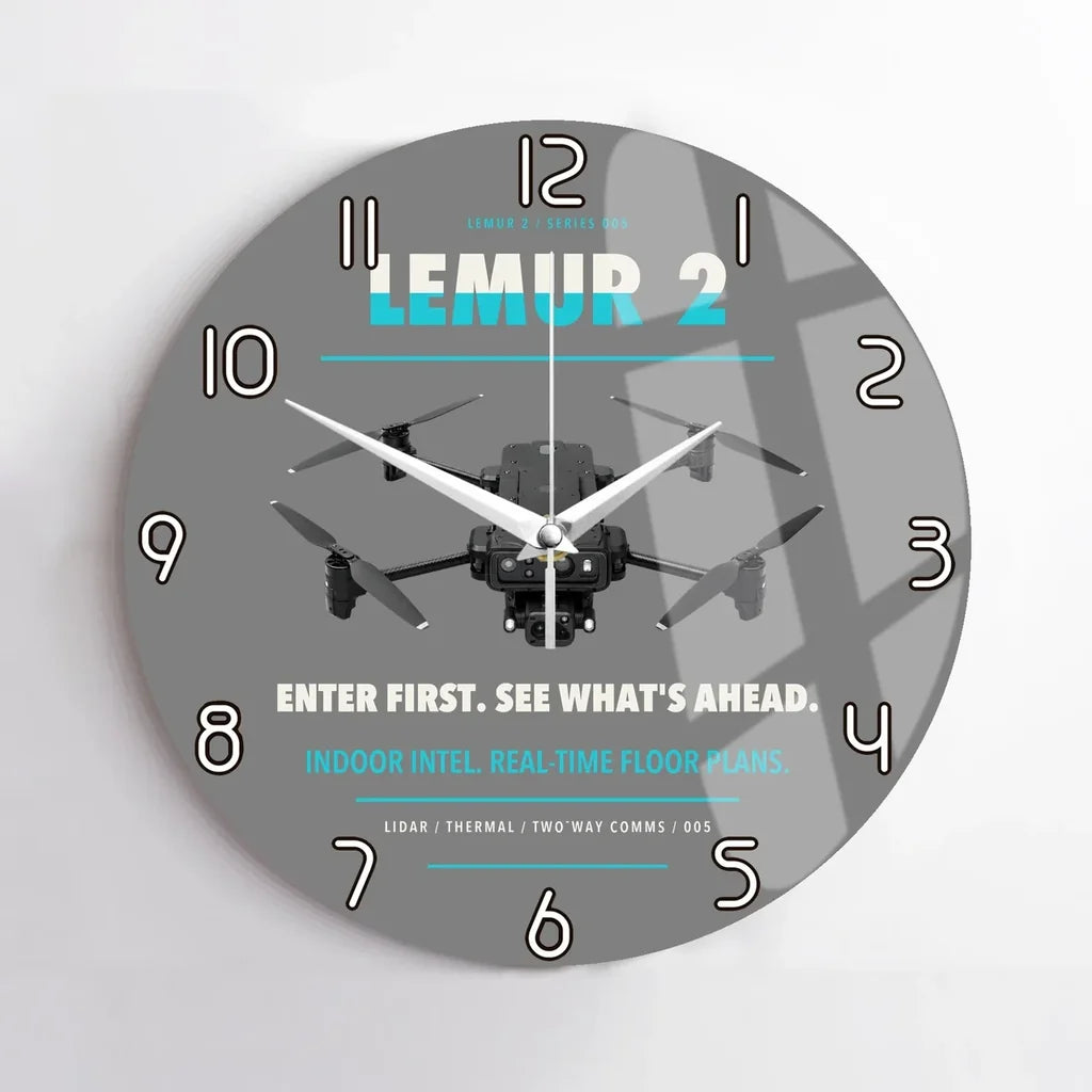 BRINC LEMUR 2 design on gray no frame wall clock