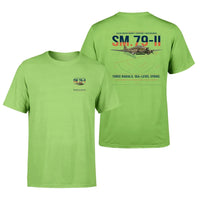 Thumbnail for Savoia-Marchetti SM.79-II Sparviero design on light green t-shirt, double-side print