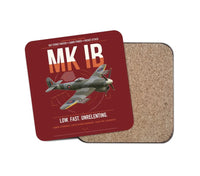 Thumbnail for Hawker Typhoon Mk IB design on dark red 1 piece coaster