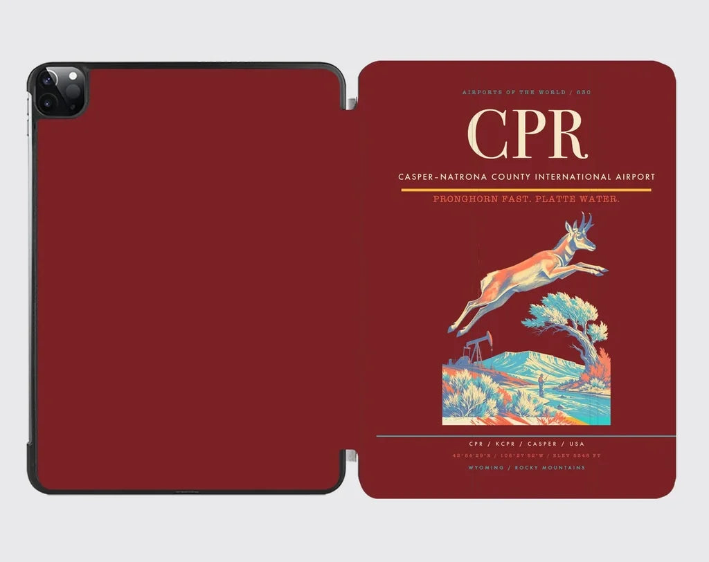 Casper–Natrona County International Airport (CPR) design on dark red ipad tablet case