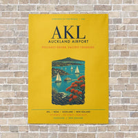 Thumbnail for Auckland Airport AKL vertical canvas print - no frame - yellow background
