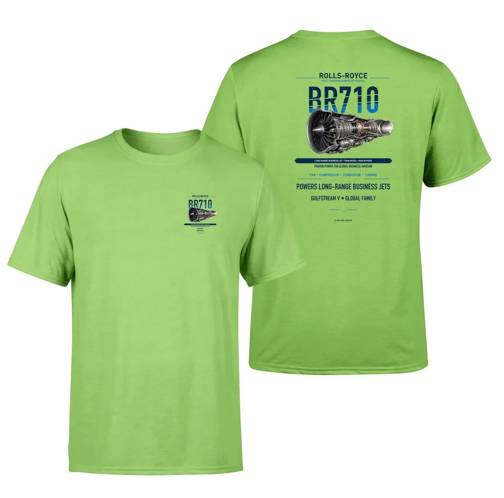 BR710 design on light green t shirt