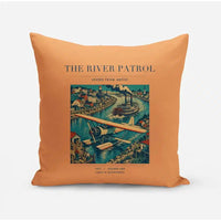 Thumbnail for VINTAGE G4050 - The River Patrol - Designed Pillows design on orange