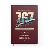 Thumbnail for Boeing 787-9 Dreamliner design on dark red notebook