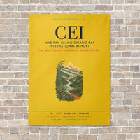 Thumbnail for Mae Fah Luang Chiang Rai International Airport CEI vertical canvas print - no frame - yellow background