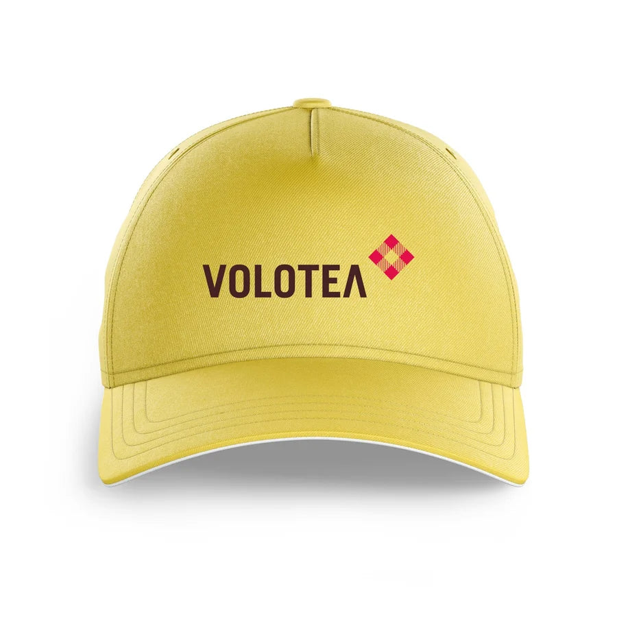 Volotea Airlines logo printed on yellow cap