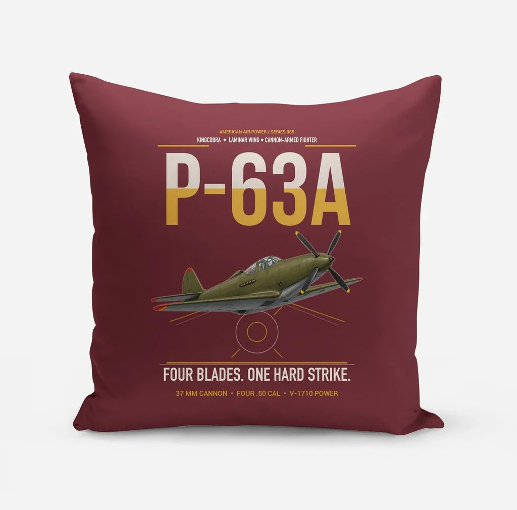 P-63A Kingcobra design on dark red pillow