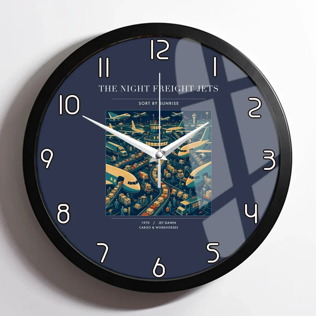 VINTAGE G4133 - The Night Freight Jets - Designed Wall Clocks design on navyblue framed