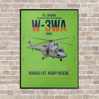 Thumbnail for PZL-Świdnik W-3WA Sokół vertical canvas print - framed - light green background