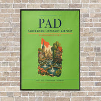 Thumbnail for Paderborn Lippstadt Airport PAD vertical canvas print - framed - light green background