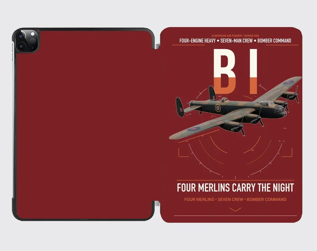 Avro Lancaster B I design on dark red ipad tablet case