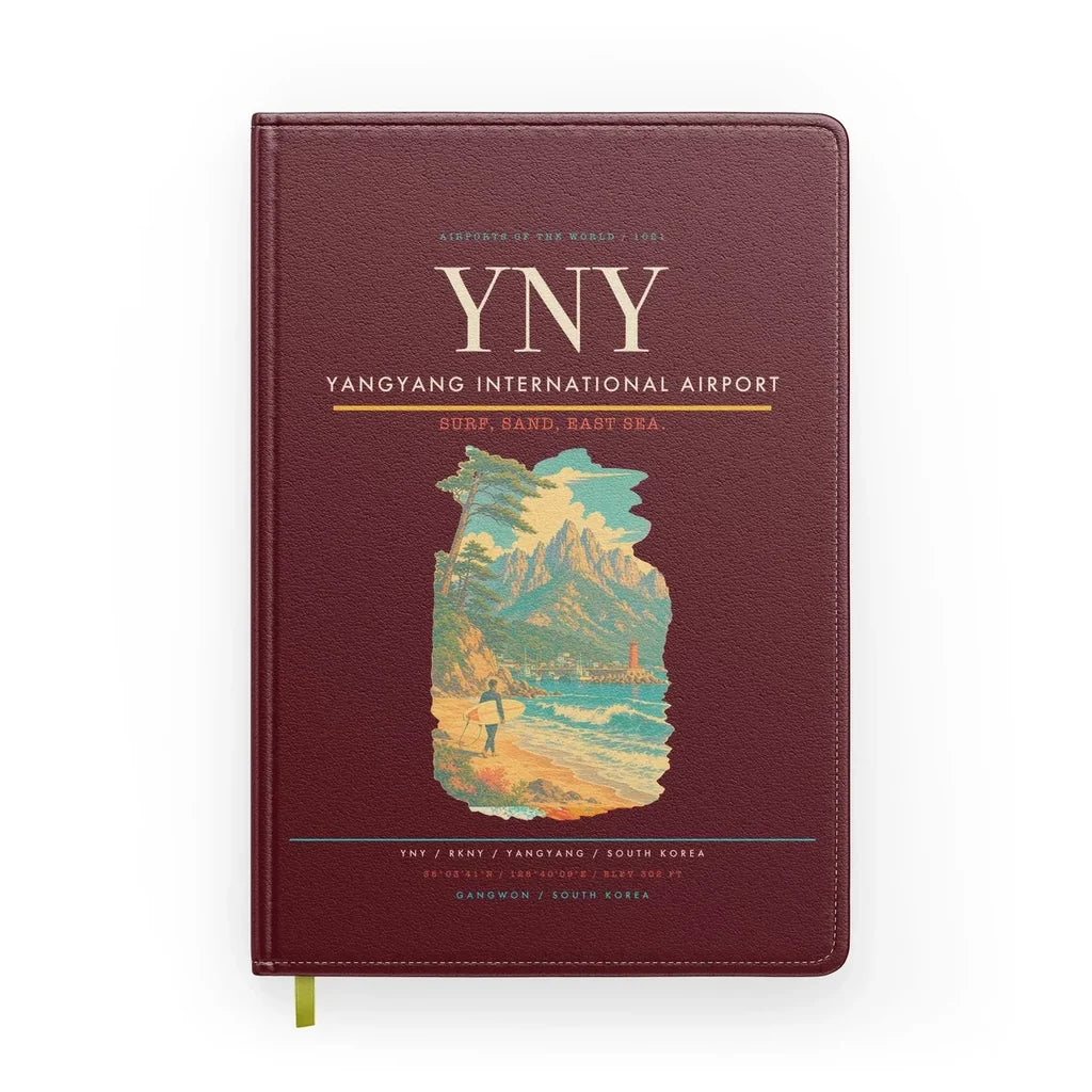 Yangyang International Airport (YNY) design on dark red notebook