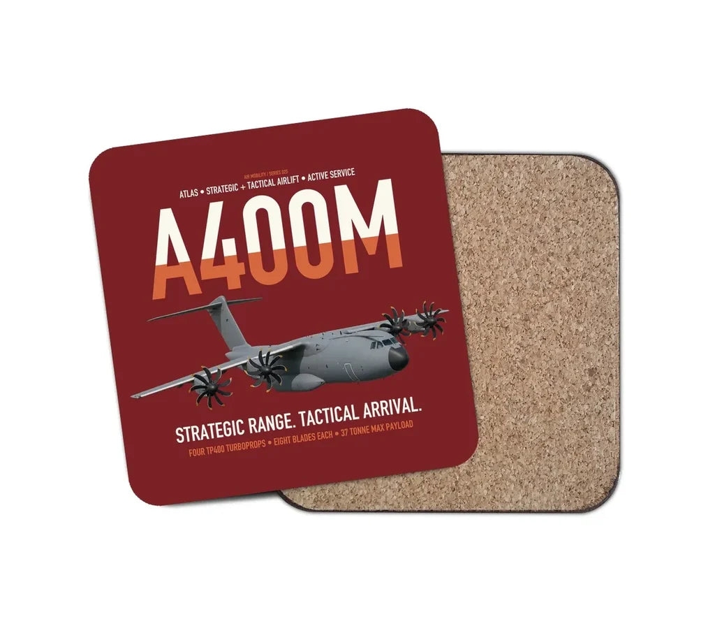 Airbus A400M Atlas design on dark red 1 piece coaster