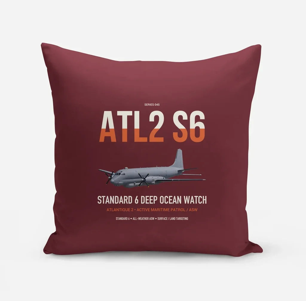 Atlantique 2 Standard 6 design on dark red pillow