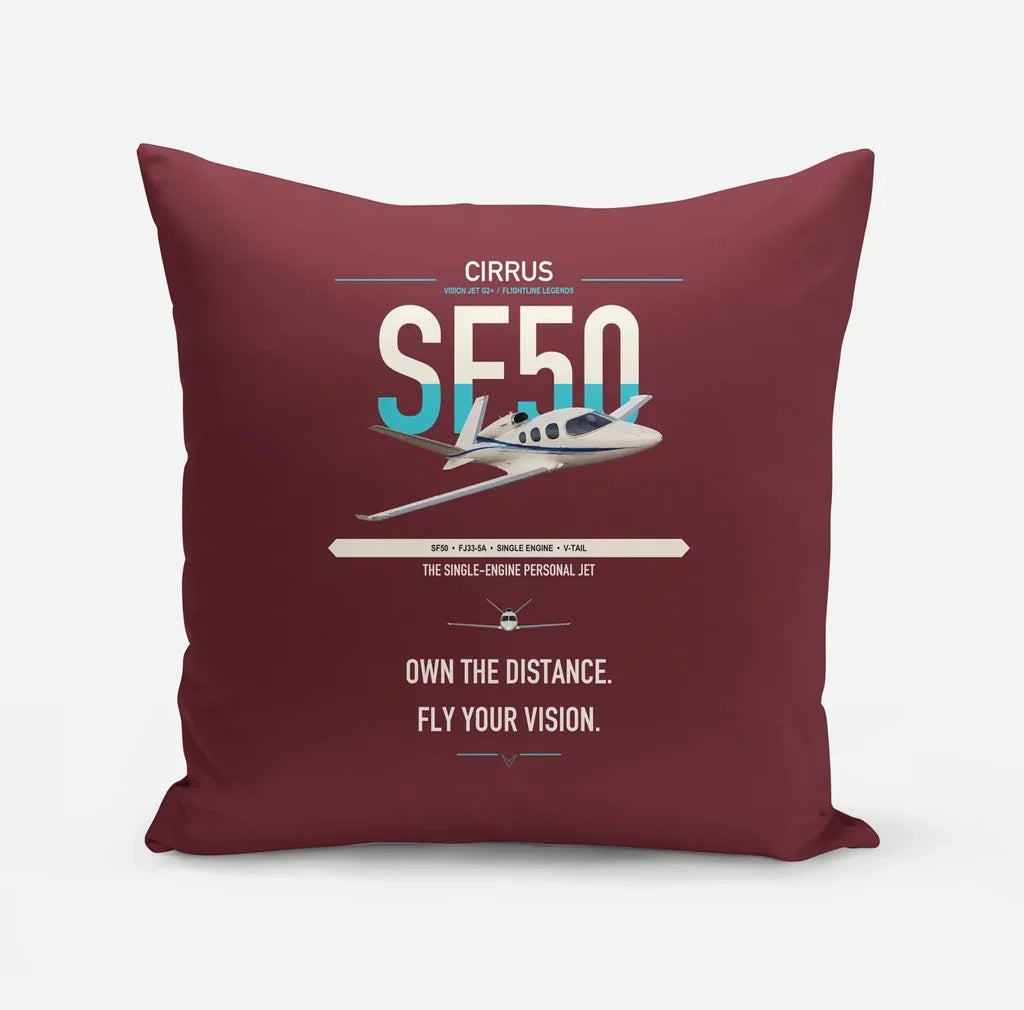 Cirrus Vision Jet G2+ design on dark red pillow