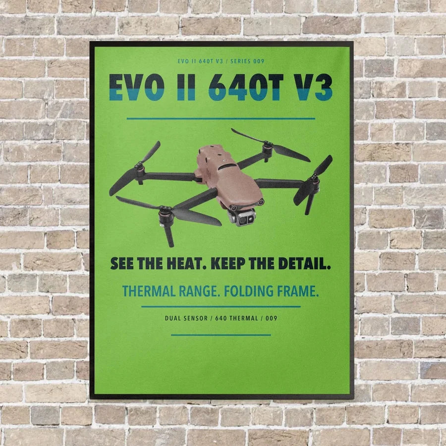 Autel EVO II Dual 640T V3 vertical canvas print - framed - light green background