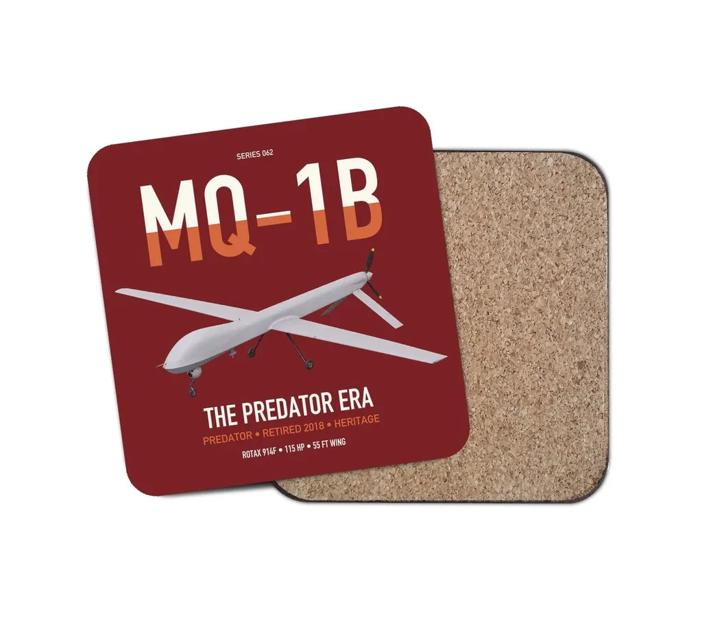 MQ-1B Predator design on dark red 1 piece coaster