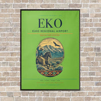 Thumbnail for Elko Regional Airport EKO vertical canvas print - framed - light green background