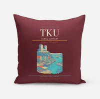 Thumbnail for Turku Airport (TKU) design on dark red pillow