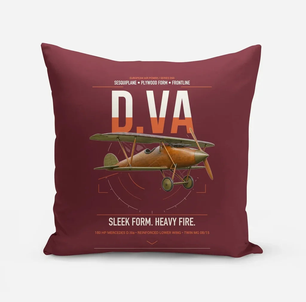 Albatros D.Va design on dark red pillow