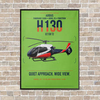Thumbnail for Airbus H130 vertical canvas print - framed - light green background