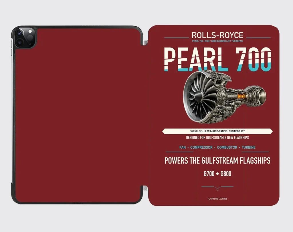 PEARL 700 design on dark red ipad tablet case