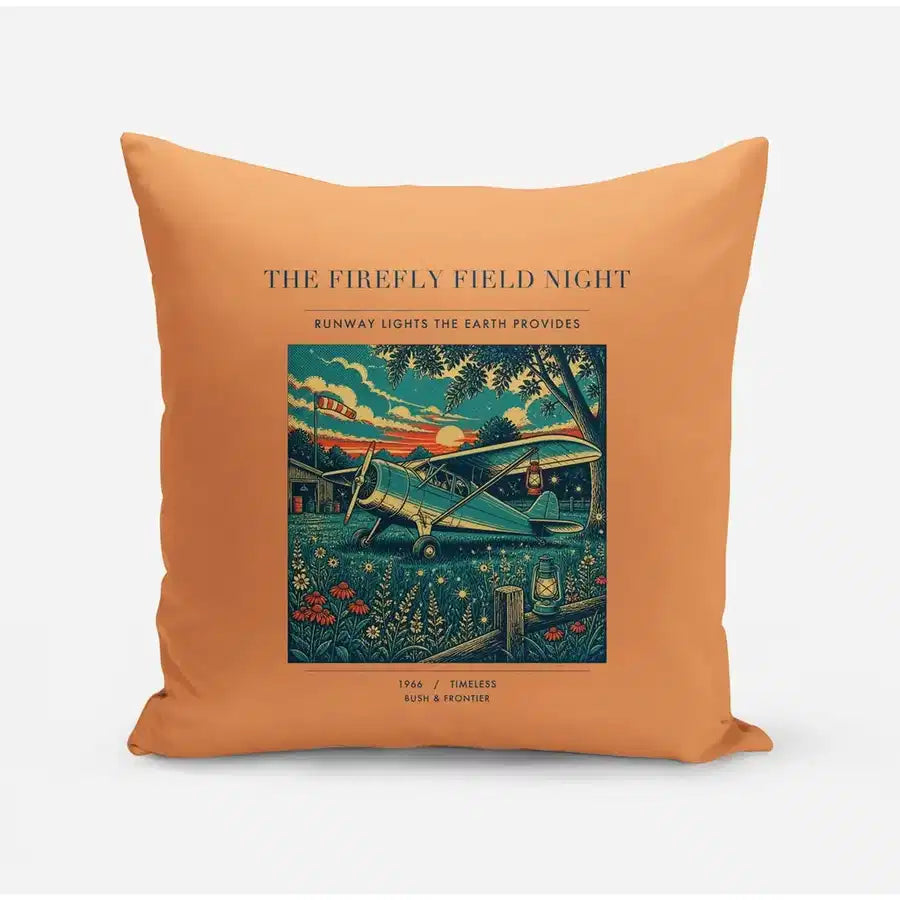 VINTAGE G4400 - The Firefly Field Night - Designed Pillows design on orange