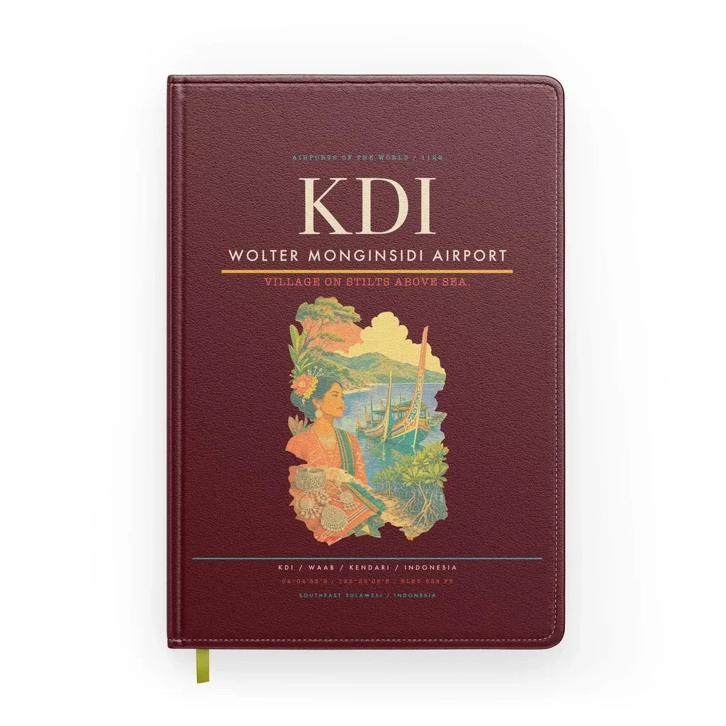 Wolter Monginsidi Airport (KDI) design on dark red notebook