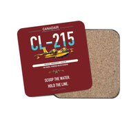 Thumbnail for Canadair CL-215 design on dark red 1 piece coaster