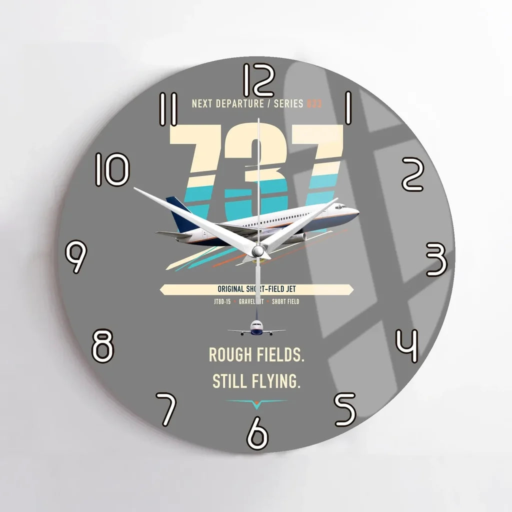 Boeing 737-200 design on gray no frame wall clock