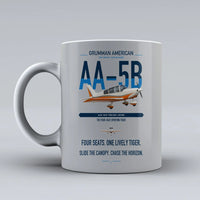 Thumbnail for Grumman American AA-5B Tiger design on light gray ceramic mug, double-side print