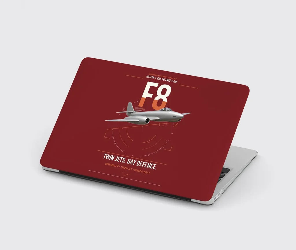 Gloster Meteor F8 design on dark red MacBook case