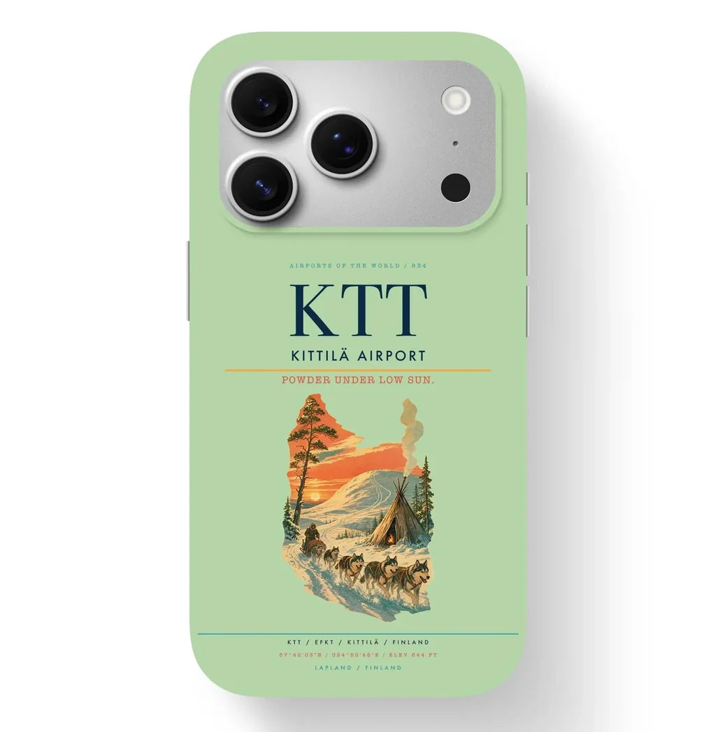 Kittilä Airport (KTT) design on light green iPhone 17 Pro MagSafe case