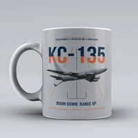Thumbnail for KC-135 STRATOTANKER design on light gray ceramic mug, double-side print