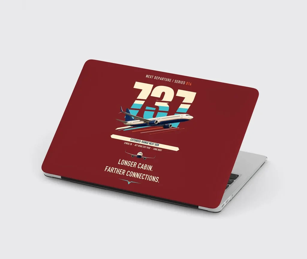 Boeing 737-900ER design on dark red MacBook case