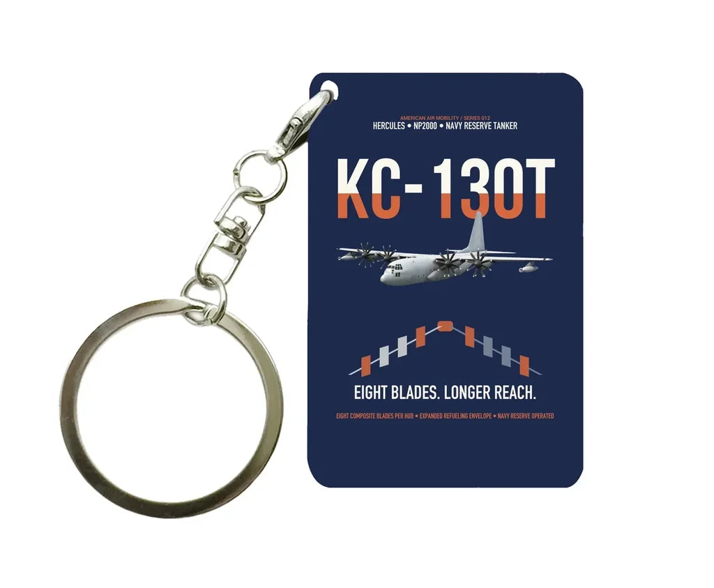 KC-130T NP2000 design on navy blue designed key chain, double-side print