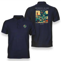 Thumbnail for VINTAGE G4266 - The Morning Oil Drip - Double-Side Polo T-Shirt design on navyblue