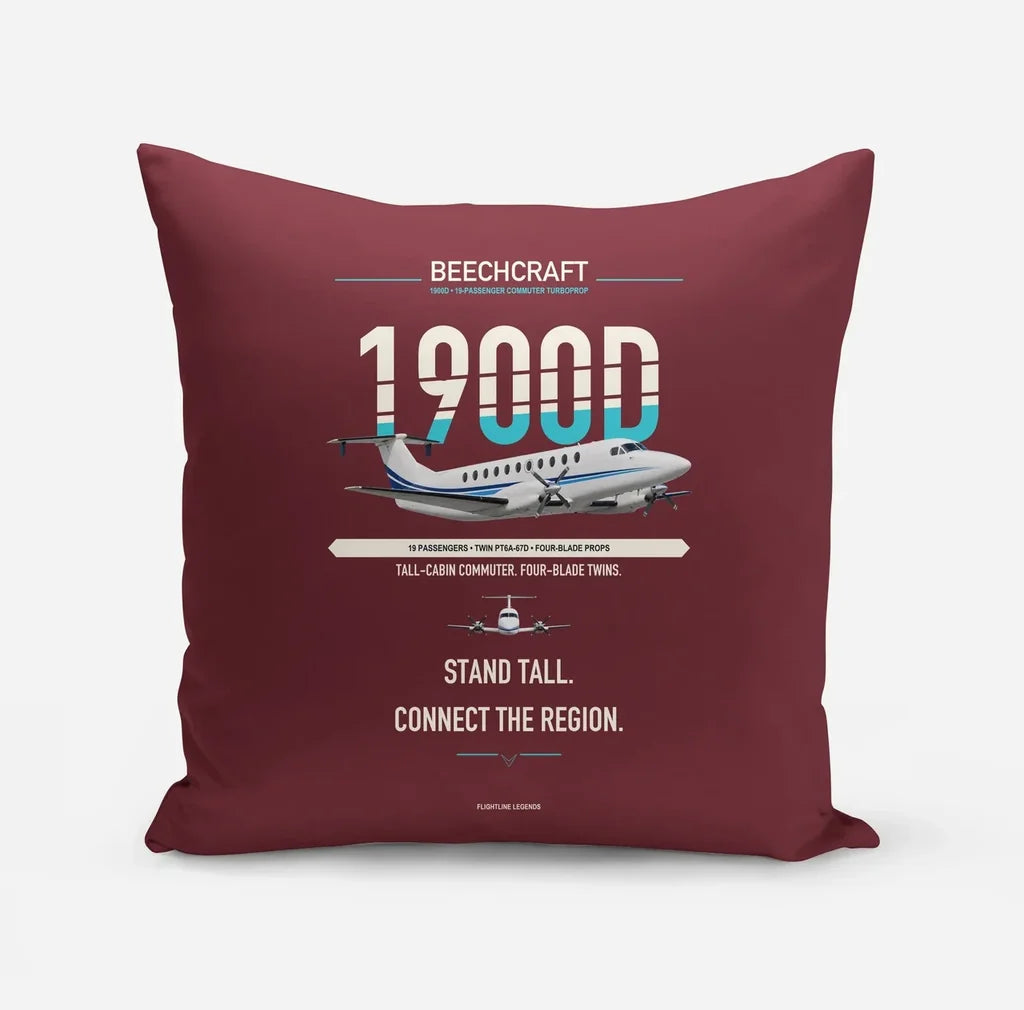 Beechcraft 1900D design on dark red pillow