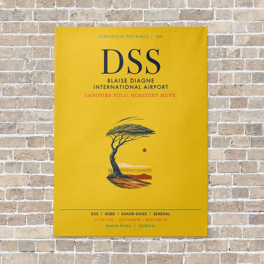 Blaise Diagne International Airport DSS vertical canvas print - no frame - yellow background