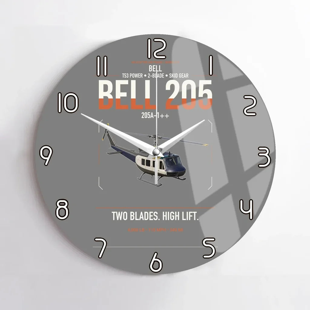 Bell 205A-1++ design on gray no frame wall clock